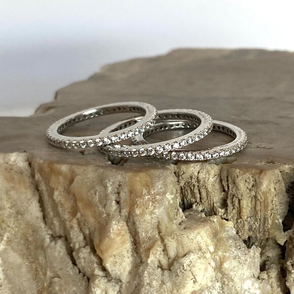 Milor Italian Sterling Silver 925 Cubic Zirconia Triple Infinity Band Ring Set - Picture 12 of 16